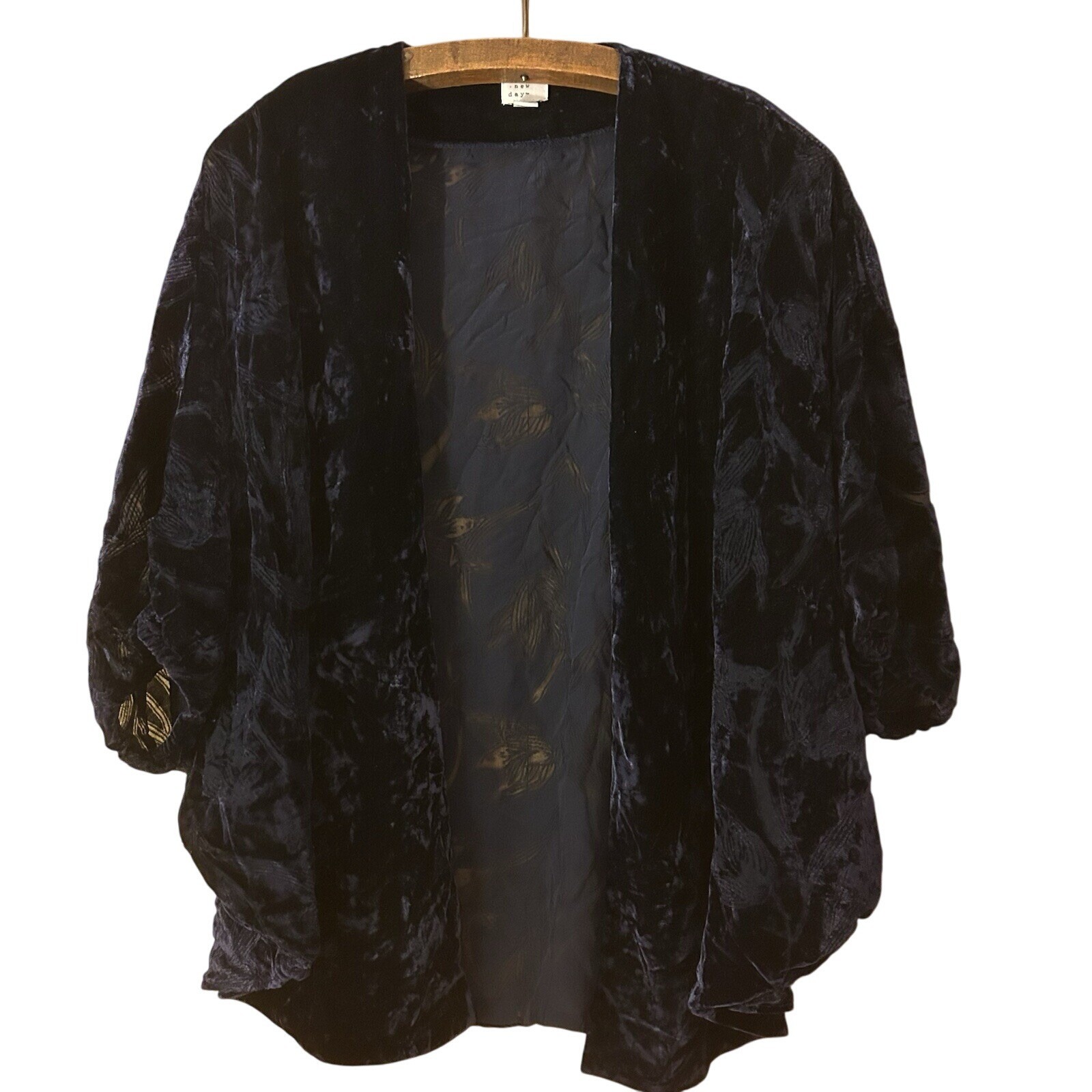 A New Day Burnout Velvet Kimono-Navy-One Size Fits Most-Witchy-Gothic